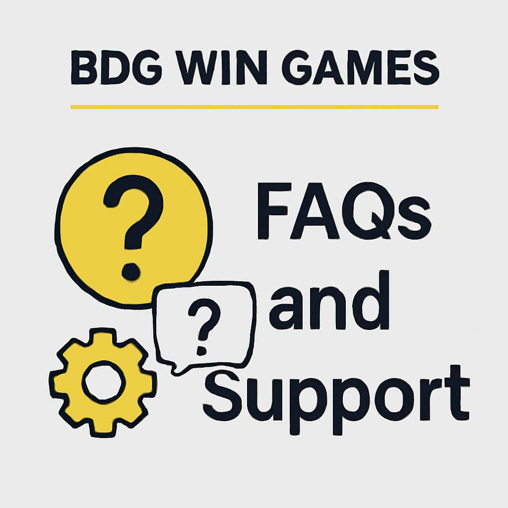 Illustration explaining features of BDG Win Games FAQs and Support.