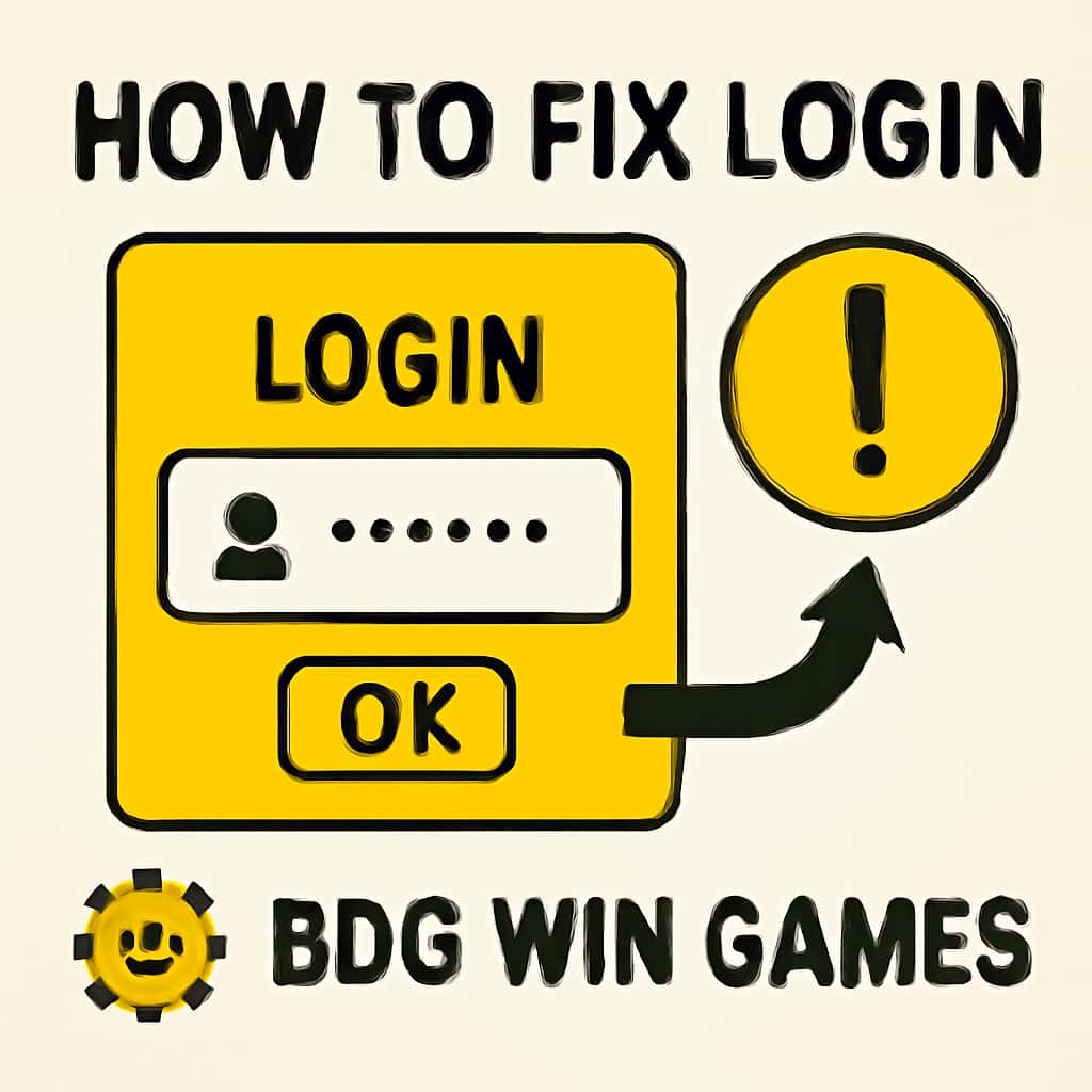 An educational diagram outlining steps to fix login issues for BDG Win Games.
