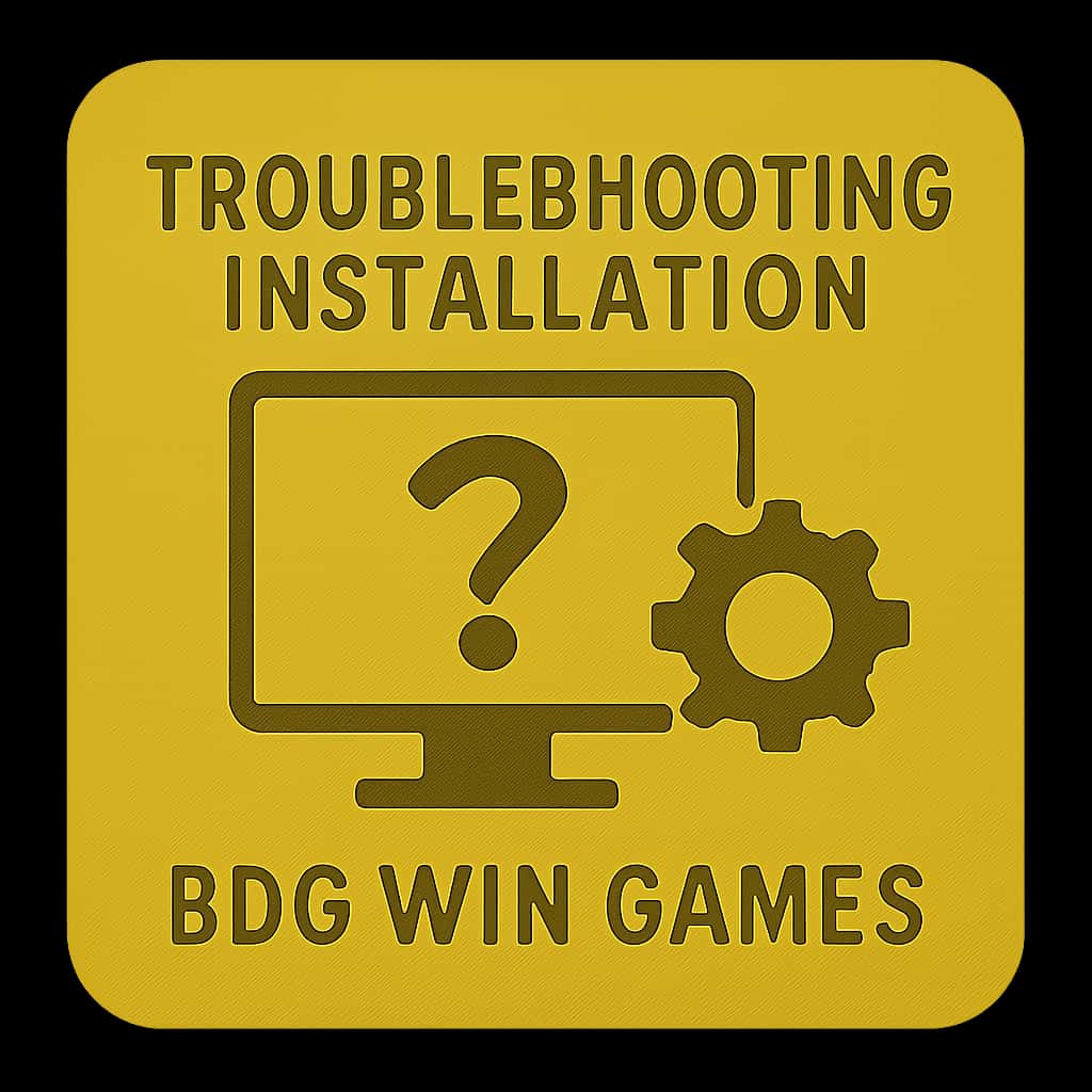 A professional badge illustrating troubleshooting for BDG Win Games.